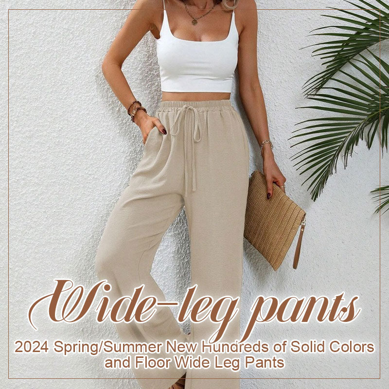 2024 Spring And Summer New Versatile Solid Color Floor-Length Wide-Leg Pants