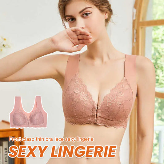 Front Buttoned Thin Bra Lace Sexy Underwear