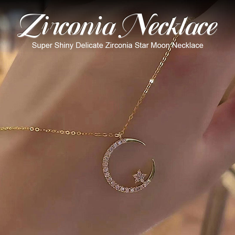 Super Shiny Exquisite Zircon Star Moon Necklace