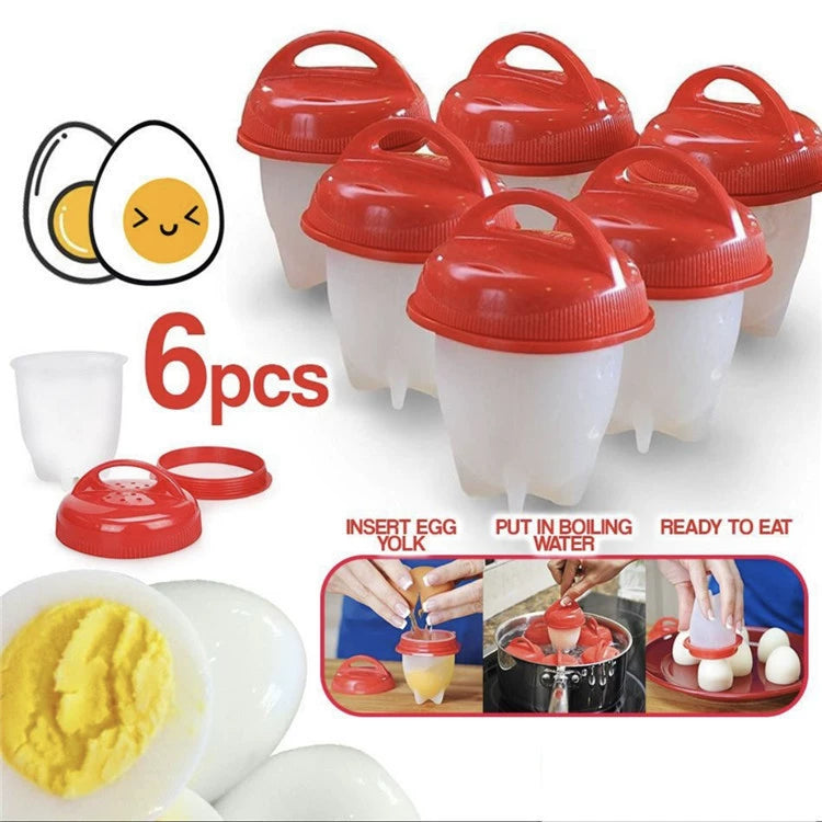 6 Pcs/Set Silicone Egg Boiled