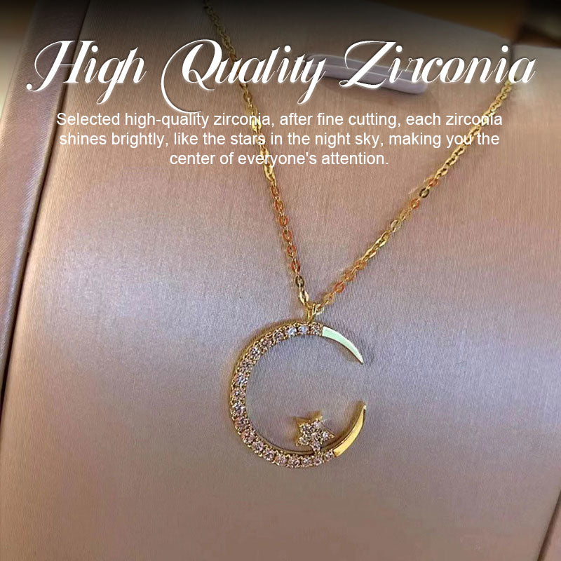 Super Shiny Exquisite Zircon Star Moon Necklace