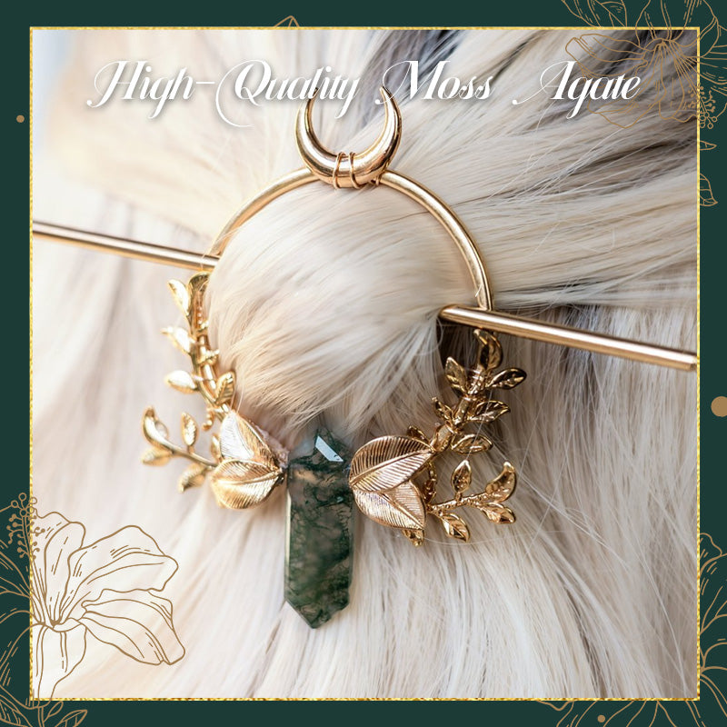 Moss Agate Crystal Hairpin