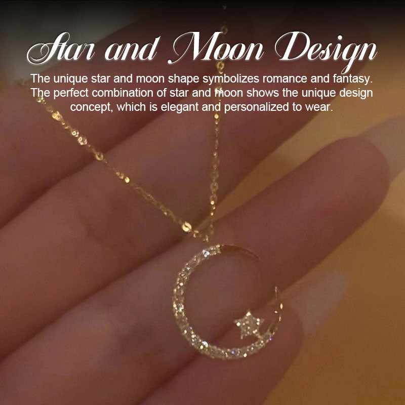 Super Shiny Exquisite Zircon Star Moon Necklace