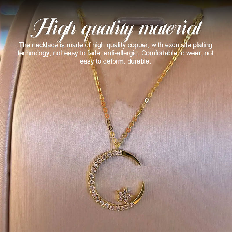 Super Shiny Exquisite Zircon Star Moon Necklace