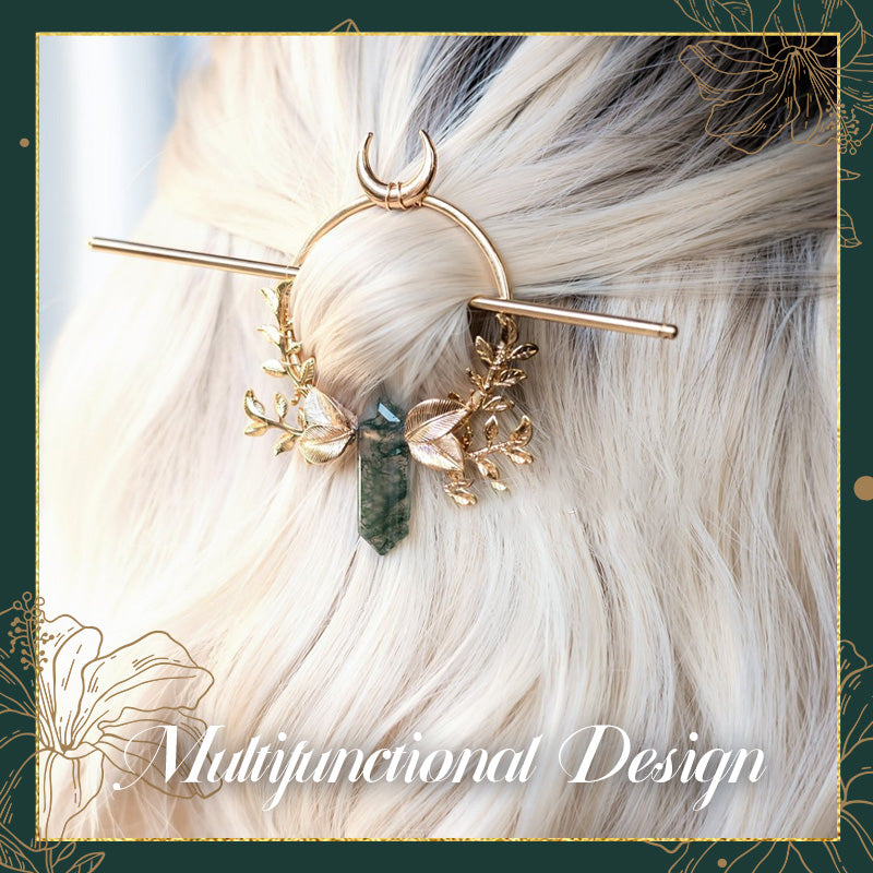 Moss Agate Crystal Hairpin