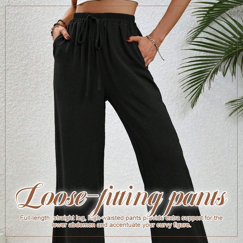 2024 Spring And Summer New Versatile Solid Color Floor-Length Wide-Leg Pants