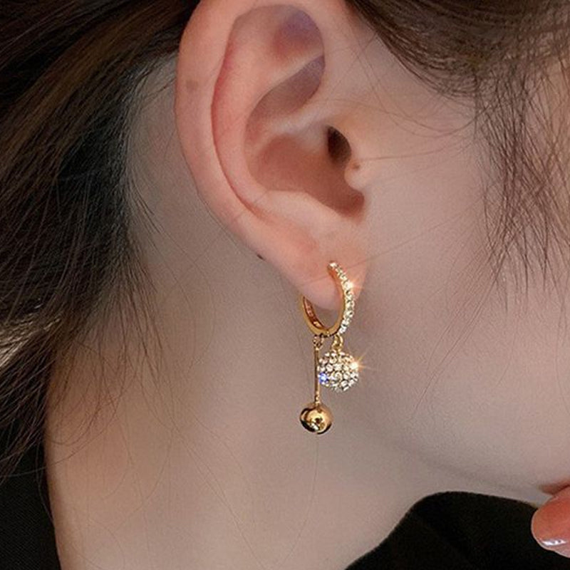 Small And Exquisite Full Zircon Ball Pendant Earrings