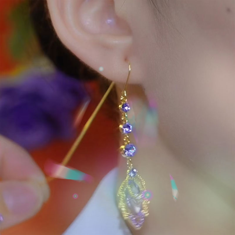 Amethyst Leaf Earrings