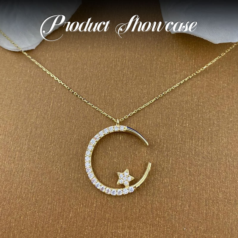 Super Shiny Exquisite Zircon Star Moon Necklace