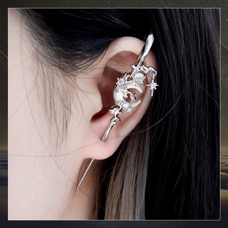 Creative Star And Moon Diamond Earrings