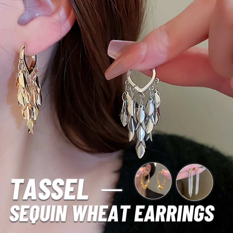 Tassel Sequin Wheat Earrings